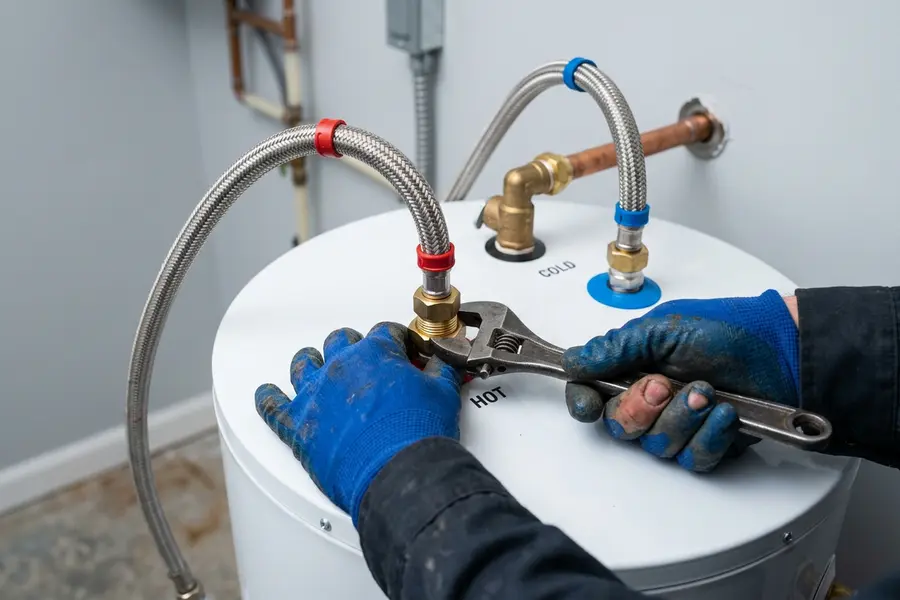 Water Heater Jockey technician installing a new water heater in Clifton Park